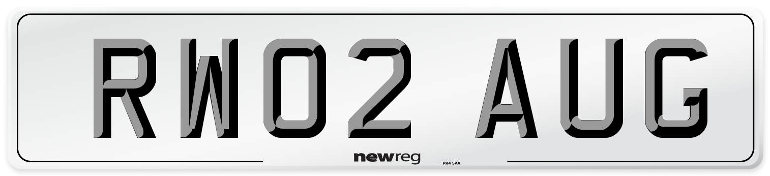 RW02 AUG Number Plate from New Reg